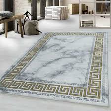 Es ist jeder designer teppich schmutz dauerhaft auf amazon im lager verfügbar und sofort bestellbar. Designer Teppich Mit Niedrigem Flor Wohnzimmer Teppich Marmormuster Antike Grenze Gold Farbe Grosse 80x150 Cm