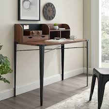 The design of the secretary desk makes it the ultimate organization hub for small spaces. Welwick Designs Industrial Secretary Writing And Computer Desk With Hutch Dark Walnut The Home Depot Canada