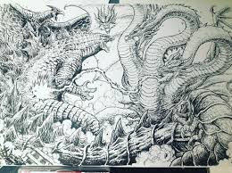 La Imagen Puede Contener Dibujo Godzilla Tattoo Godzilla Comics Godzilla Vs King Ghidorah