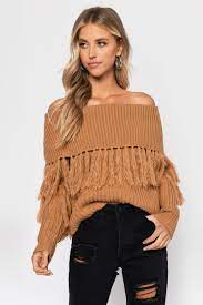 33cm/13 (based on a uk size 8 sample). One More Fringe Sweater In Camel C 80 Tobi Ca