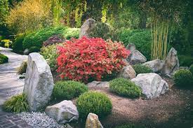 Japanese Garden Wit Big Stones And Pavement Chinese Garden In Summer Wall Mural Textures Themed In 2021 Japanese Garden Plants Small Japanese Garden Zen Rock Garden