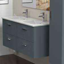 Des meubles de salle de bain adaptés à chaque envie et 100% pratiques. Meuble De Salle De Bains Double Vasque L 120 X H 55 X P 45 Cm Gris Ikario Leroy Merlin