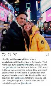 Kronologi ashraf sinclair meninggal dunia meninggalnya suami bunga citra lestari (bcl), ashraf sinclair diungkap oleh maia. Allahu Tak Sangka Ashraf Sinclair Meninggal Dunia Akibat Serangan Jantung Lobak Merah
