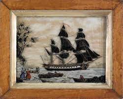 Reverse Painting On Glass Ship Portrait Mid 19t Apr 20 2012 Pook Pook Inc In Pa Ship Portrait Painting Glass Painting