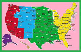 Students first look at a. The United States Time Zone Map Large Printable Colorful With State City Whatsanswer Time Zone Map Usa Map Large Printable