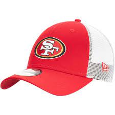 Men S New Era Scarlet White San Francisco 49ers Team Trucker 9forty Adjustable Snapback Hat In 2021 Snapback Hats New Era Best Caps