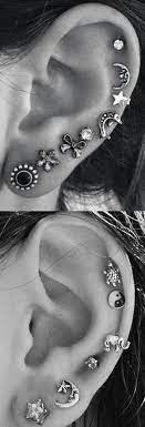 Tumblr Multiple Ear Piercing Ideas Combinations At Mybodiart Com Cartilage Studs Helix Earring B Ear Piercings Raw Crystal Stud Earrings Unique Ear Piercings