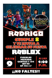 Welcome to robloxvip.in we are the lead roblox free vip servers and blogs website! Invitacion Roblox Digital Cumpleanos Mercado Libre