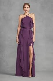 Chiffon High Neck Bridesmaid Dress With Tie Back David S Bridal High Neck Bridesmaid Dresses Designer Bridesmaid Dresses Vera Wang Bridesmaid Dresses