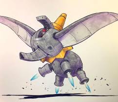 Robo Dumbo Cartoon Art Art Drawings Robot Art