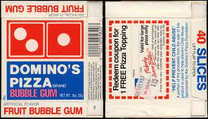 Cmc Domino S Pizza Brand Bubble Gum Box 1989 Dominos Pizza Pizza Brand Bubble Gum