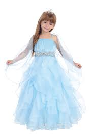 Baby Blue Organza Ruffled Skirt Flower Girl Dress
