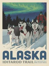 Anderson Design Group American Travel Alaska Iditarod Trail Dog Sledding Vintage Posters Retro Travel Poster Vintage Posters Decor