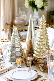 Elegant Gold Christmas Table Scape Randi Garrett Design Mercury Glass Christmas Tree Christmas Centerpieces Glass Christmas Tree