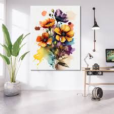 buchet flori colorat tehnica acuarele – The Print Studio