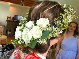 Contact lincolnway flower shop in york on weddingwire. A Beautiful Halo Flower Crown Made Of White Roses And Waxflowers Perfect For A Pastel Summer Wedding White Roses Flowers Flower Crown