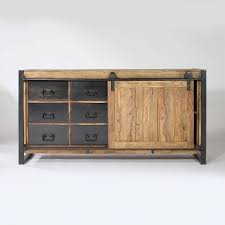 Buffet Industriel Porte Coulissante Bois Naturel 6 Tiroirs Metal Buffet Industriel Buffet Bois Porte Coulissante Bois