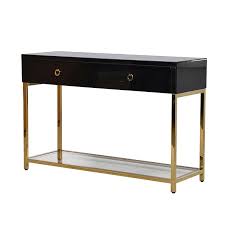 Nightingale Black Gold Glass Console Table Glass Console Table Black Console Table French Console Table