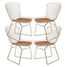 Amazon Com Homefun Modern Dining Gold Wire Side Chair Guest Reception Chair Set Of 4 With Seat Cushion Chairs In 2020 Side Chairs Chair Modern Dining
