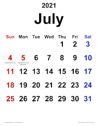 Homeowners can finish their daily tasks on time by using the july calendar. July 2021 Calendar Templates For Word Excel And Pdf