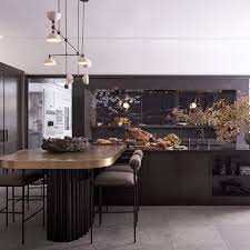 In a chicago family home designed by steve kadlec and sasha adler, the modern kitchen features black lacquered and grass cloth walls and inset vintage brass vitrines, while showcasing the home's fine details through notched edges on the kitchen island countertop. 20 Best Modern Kitchens 2021 Modern Kitchen Design Ideas