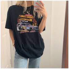 Shop vintage graphic tees for women at american eagle. Black Oversized Vintage Graphic Tee So Comfy And Depop Black Oversized Tshirt Outfit Blac In 2021 Tshirt Outfits Graphic Tee Outfits Oversize Tshirt Outfits