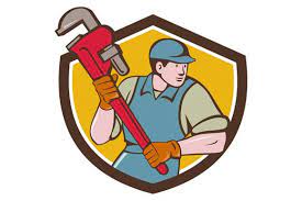 Plumber Running Monkey Wrench Crest Retro Illustration Monkey Wrench Cartoon Styles
