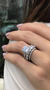Solitaire Engagement Ring Solitaire Engagement Ring Round 3ct Engagement Ring Eternity Band Stacked Wedding Rings 3ct Engagement Ring Engagement Wedding Set