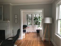 In the bathroom, i tried some bm gray wisp on the wall, and it looked like a bright teal! What Green Would Compliment Gray Owl