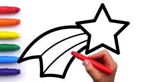 Shooting star coloring pages are a fun way for kids of all ages to develop creativity, focus, motor skills and color recognition. Shooting Star Drawing And Coloring Pages With Crayons For Kids Learn Colors How To Draw Youtube
