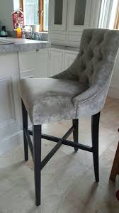 The Dillon High Stool Covered In Sanderson Velvet With Chrome Stud Detail For One Of Our Bar Chairs Kitchen Table Decor Living Room Leather Dining Room Chairs