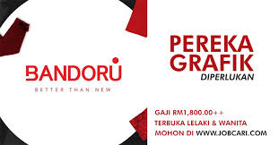 Pelbagai kerja kosong swasta, part time, freelance, full time & internship 2020/2021 terkini. Jawatan Kosong Di Bandoru Sdn Bhd Pereka Grafik Gaji Rm1 800 00 Blog Minda Media Sosial