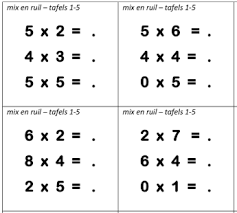 maaltafels van 1 tot 5 mix en ruil tafels oefenen tafels leermiddelen