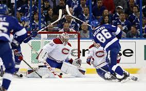 Nikita Kucherov Scores Past Carey Price In Game One Of The First Round Of The Stanley Cup Playoffs At The Tampa Tampa Bay Lightning Tampa Bay Lightning Photos