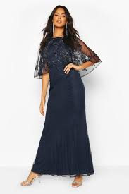 Bridesmaid Hand Embellished Cape Maxi Dress Boohoo In 2020 Bridesmaid Dresses With Sleeves Maxi Dress Maxi Dress Collection