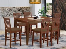 7 Pc Counter Height Dining Set Counter Height Table And 6 Kitchen Bar Stool Home Kit In 2020 Wooden Dining Table Set Counter Height Dining Sets Wooden Dining Set