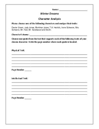 Winter Dreams Character Analysis Activity F Scott Fitzgerald Tpt