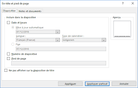 Check spelling or type a new query. Affichage De La Date Du Numero De Diapositive Et Du Pied De Page Sur Les Diapositives Microsoft Powerpoint 2016