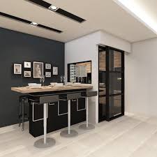 A typical breakfast bar counter has a standard height of 42 inches (107 centimeters) and a depth/countertop overhang of 12 to 16 inches (30 to 40 centimeters). Kitchen Bar Ideas Against Wall Smart Trik