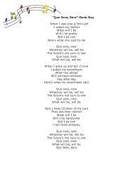 Que Sera Sera Great Song Lyrics Inspirational Songs Hymns Lyrics