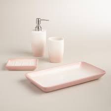 A small bathroom should utilize all the available space — for example, try hanging towels and robes on the coordinate your colors through all aspects of the room. Blush Ombre Ceramic Bath Accessories Collection Rosa Badezimmer Keramik Bad