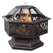 Blue rhino uniflame fire pit lp gas outdoor heating electronic ignition lava rock portable adjustabl. Blue Rhino Wad1377sp Hex Shaped Outdoor Fire Bowl With Lattice Oil Rubbed Bronze Walmart Com Walmart Com