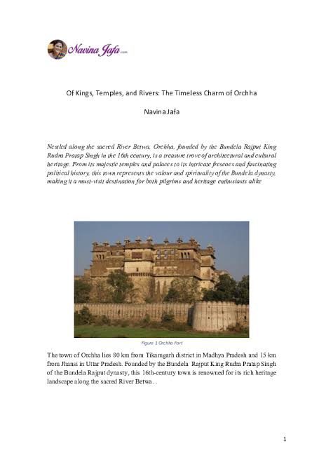 PDF) Orchha- Heritage Legacy along a Sacred River