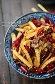 Stir Fried Pork And Dried Tofu Yankitchen Dried Tofu Spicy Recipes Fried Pork