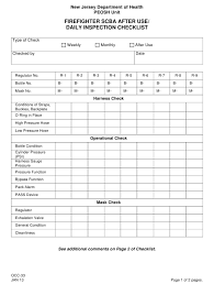 Ardent services, llc doc no: Form Occ 33 Download Printable Pdf Or Fill Online Firefighter Scba After Use Daily Inspection Checklist New Jersey Templateroller