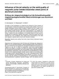 Influence Of The Jet Velocity On The Weld Quality Of Magnetic Pulse Welded Dissimilar Sheet Joints Of Aluminum And Steel
