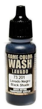 Vallejo game color washes range, water based formula, 17 ml eyedropper bottle. Vallejo Model Wash 73201 Black Wash