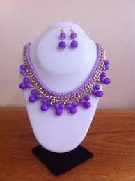 Collar Morado Con Cadena Dorada Bisuteria Collar Bisuteria Cadenas Doradas