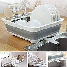 A smaller rv sink does not have room for several days' worth of dishes to be piled into, and any while drying your dishes on a towel overnight generally works fine, a dish rack can be extremely. Amazon Com Ahyuan Collapsible Drying Rack Dishes Dinnerware Basket Plates Drainer Collapse Dish Rack Drying Collapsible Dish Drying Rack Space Saving Kitchen