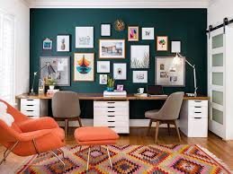 Feminine minimalist office decor | chic west elm glass desk on a white fur rug, wayfair pink tufted bench, black wood floors and bright white walls. 65 Small Home Office Ideas Hgtv